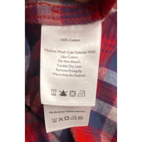 Eddie Bauer Women’s Classic Fit Red Blue Plaid Flannel Button Front Shirt Size M - Picture 7 of 7